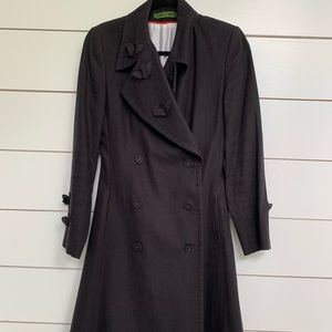 Linen Oilily coat. Double breasted floral lining